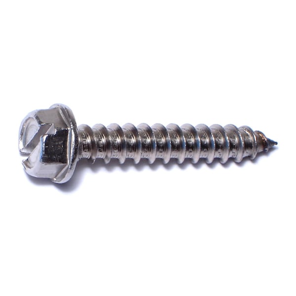 Midwest Fastener Sheet Metal Screw, #14 x 1-1/2 in, 18-8 Stainless Steel Flange Hex Head Slotted Drive, 8 PK 63858 - main